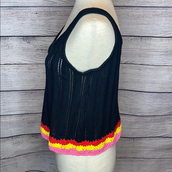 OHMG WOMEN'S CROCHET TOP BLACK SIZE LARGE - Picture 2 of 5